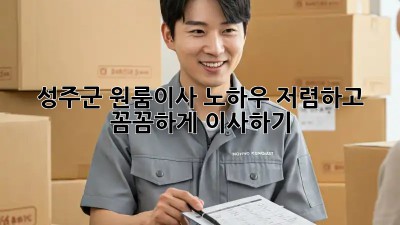성주군 원룸이사 노하우: 저렴하고 꼼꼼하게 이사하기! 🤫